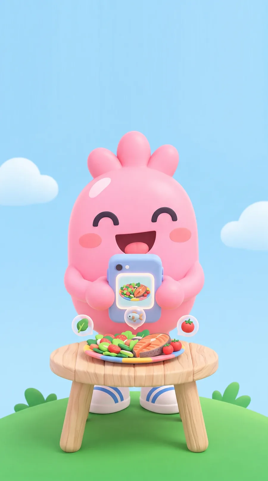The buddy scanning a salad with a phone
